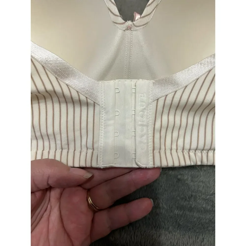 Cacique Simply Wire Free T-shirt Bra, cream with gold stripes and lace, 42DD - Picture 6 of 15